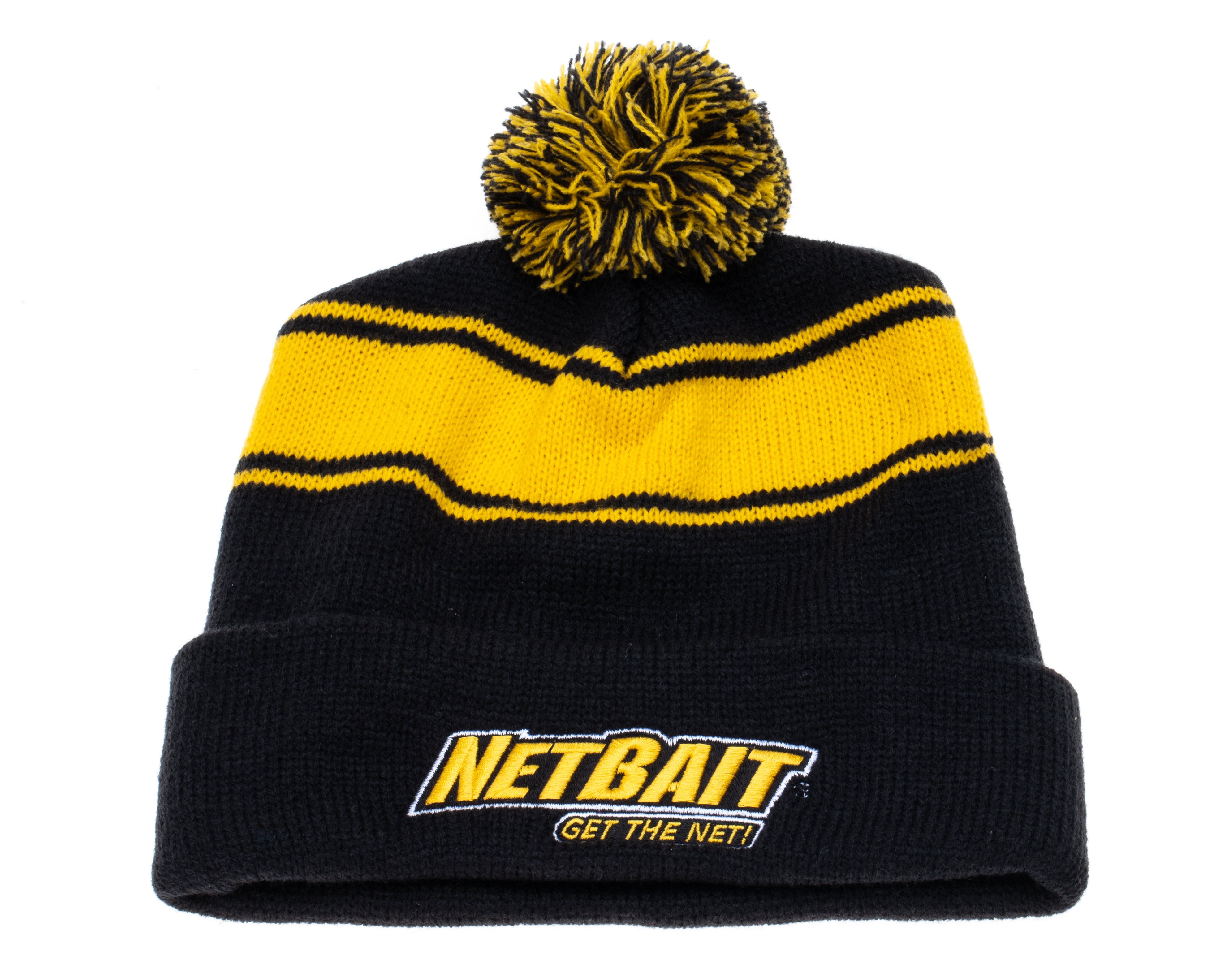 NetBait Striped Pom Pom Beanie