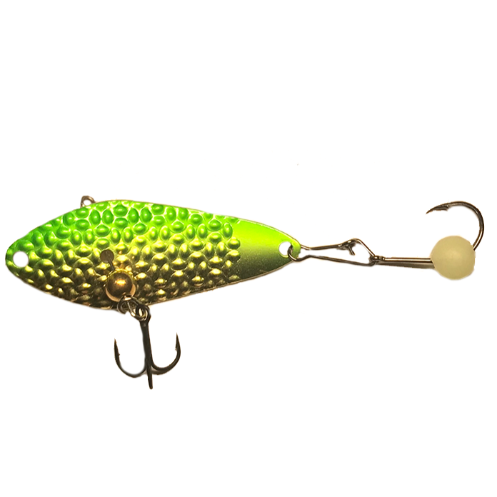 Freedom Tackle Hammered Minnow Spoon Green/Gold Glow; 2 1/4 in.